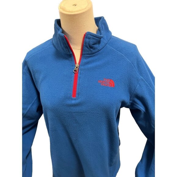 The North Face fleece quarter zip pullover Boys XL blue red sweatshirt Polartec - Picture 2 of 5